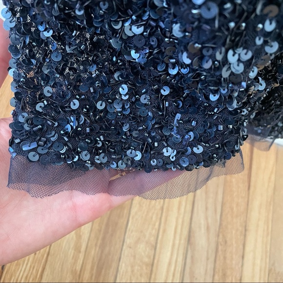 Parker Black Navy Sequin High Neck Halter Maxi Gown Dress Formal Wedding Prom - Picture 13 of 14